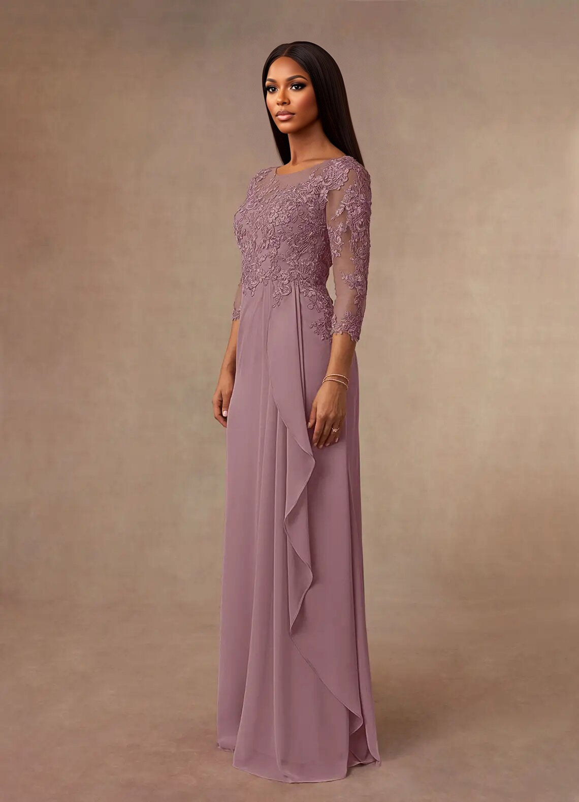 Augday Calanthe A-Line Scoop Chiffon Dress