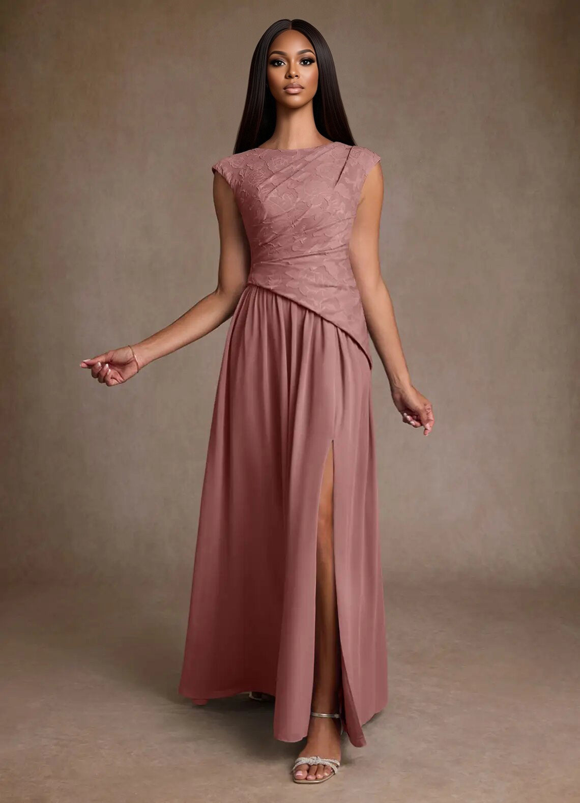 Augday Kalleen A-Line Pleated Chiffon Dress