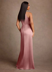 Augday Lawrence A-Line Pleated Stretch Satin Dress