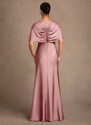 Augday Dosia Sheath Pleated Stretch Satin Dress