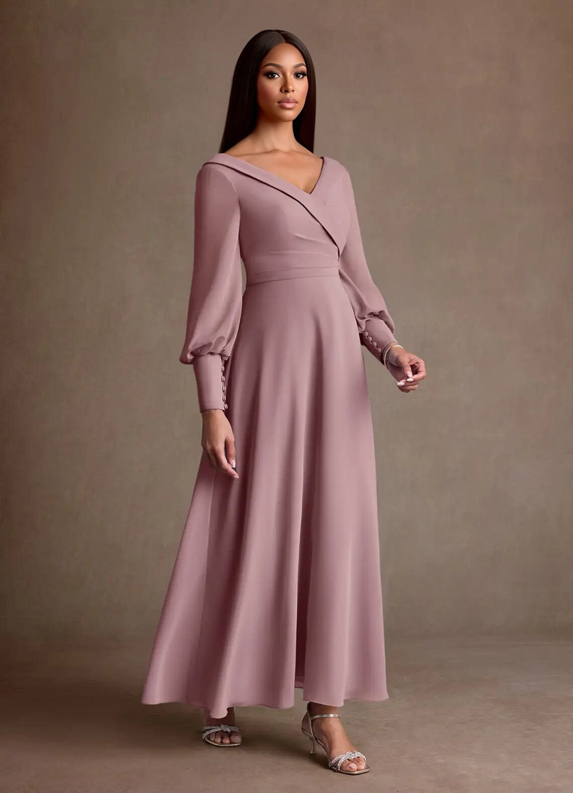 Augday Paterson A-Line Pleated Chiffon Dress