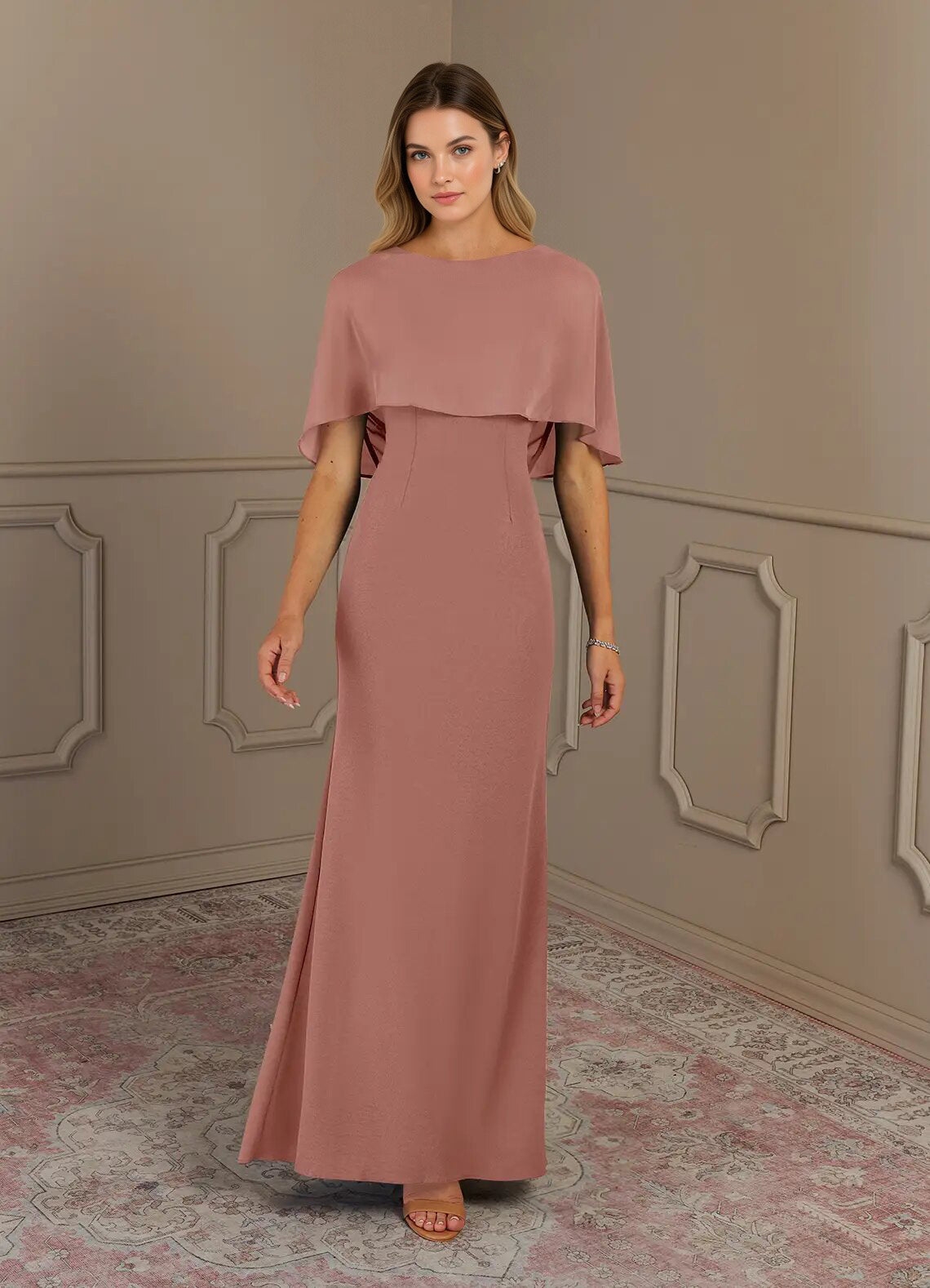 Augday Sheath Scoop Stretch Crepe Dress