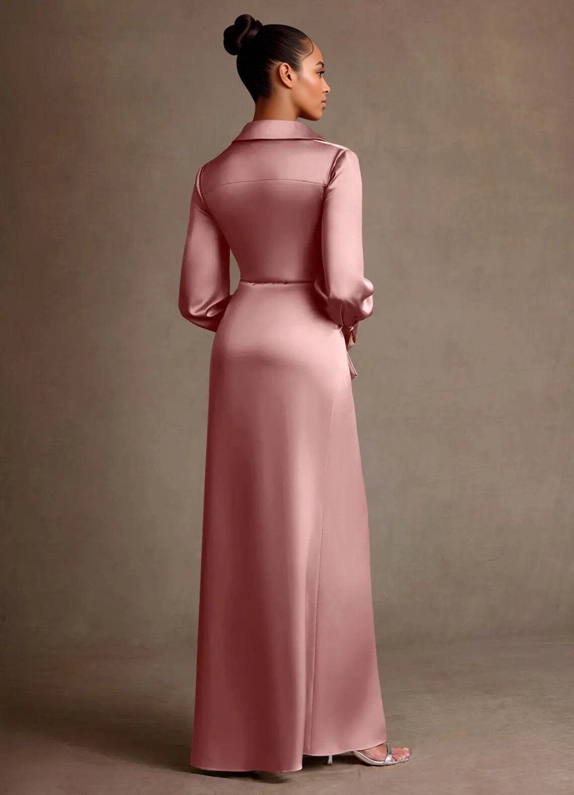 Augday Jacinta Sheath Pleated Stretch Satin Dress
