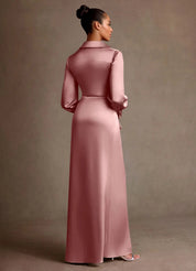 Augday Jacinta Sheath Pleated Stretch Satin Dress