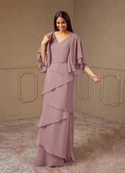 Augday OHara A-Line V-Neck Chiffon Dress