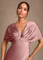 Augday Dosia Sheath Pleated Stretch Satin Dress