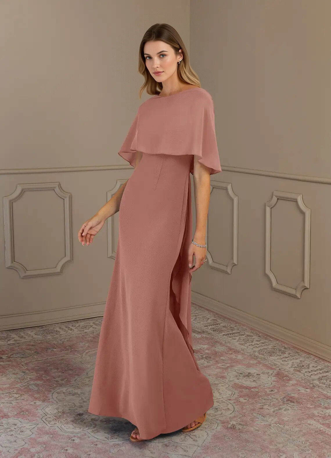 Augday Sheath Scoop Stretch Crepe Dress