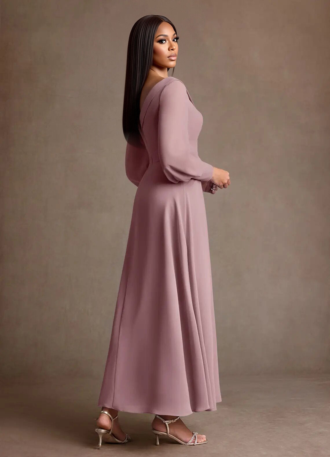 Augday Paterson A-Line Pleated Chiffon Dress