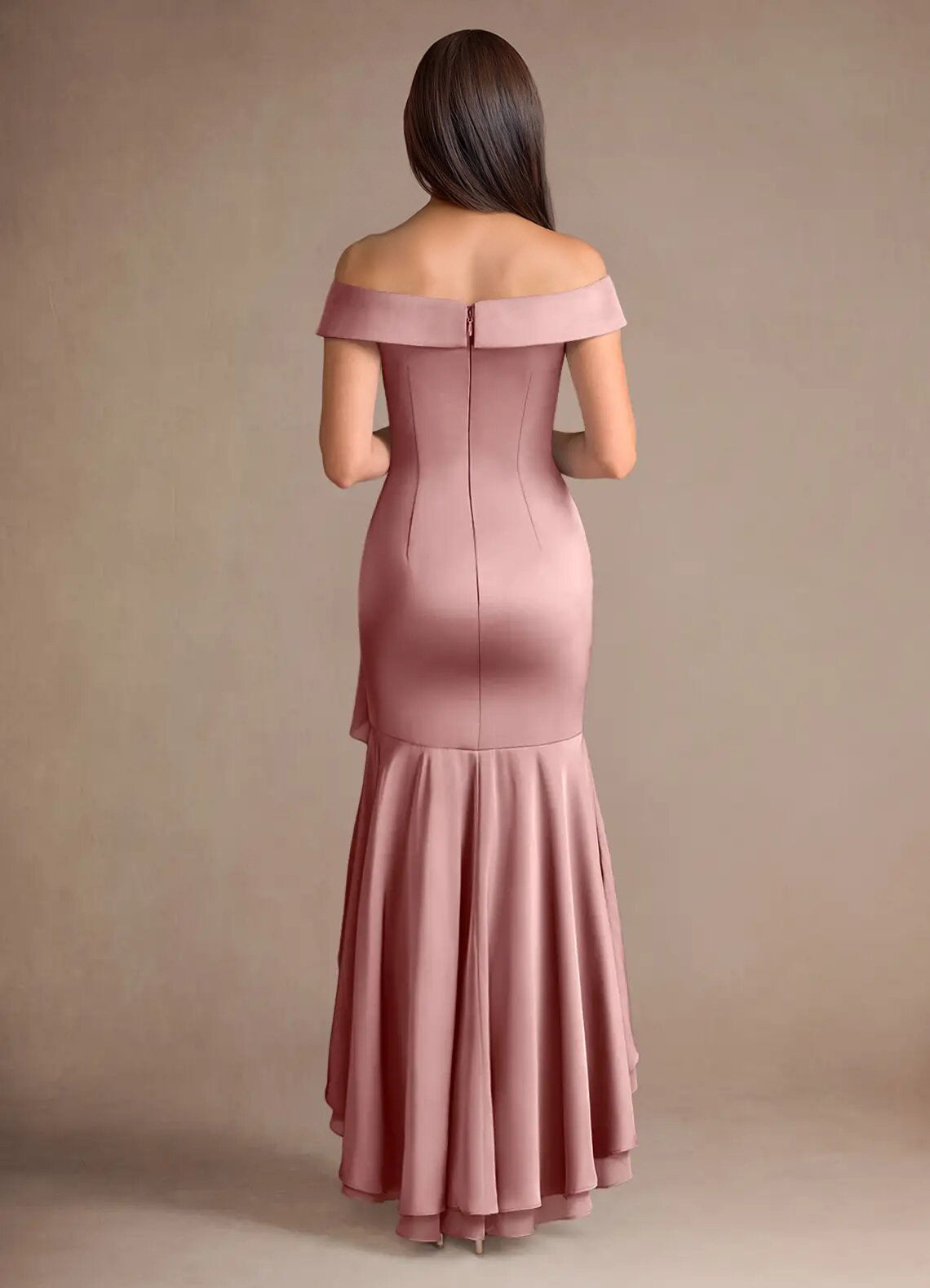 Augday Billings Mermaid Off the Shoulder Stretch Satin Dress