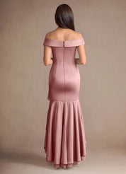 Augday Billings Mermaid Off the Shoulder Stretch Satin Dress