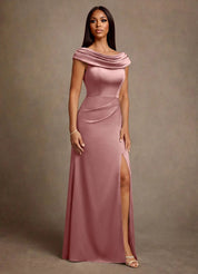 Augday Irvine A-Line Pleated Stretch Satin Dress