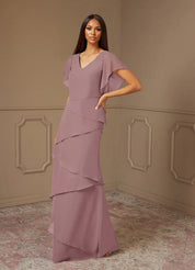 Augday OHara A-Line V-Neck Chiffon Dress