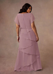 Augday OHara A-Line V-Neck Chiffon Dress Plus Size
