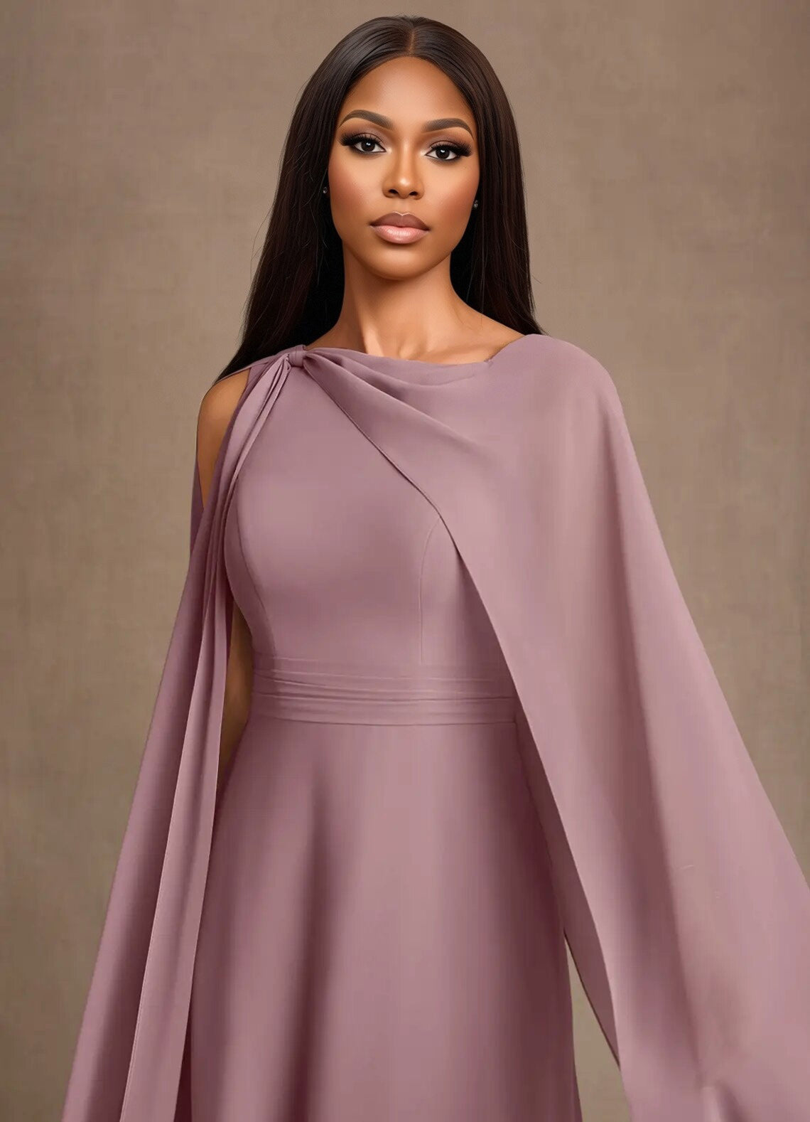 Augday Liddie A-Line Pleated Chiffon Dress