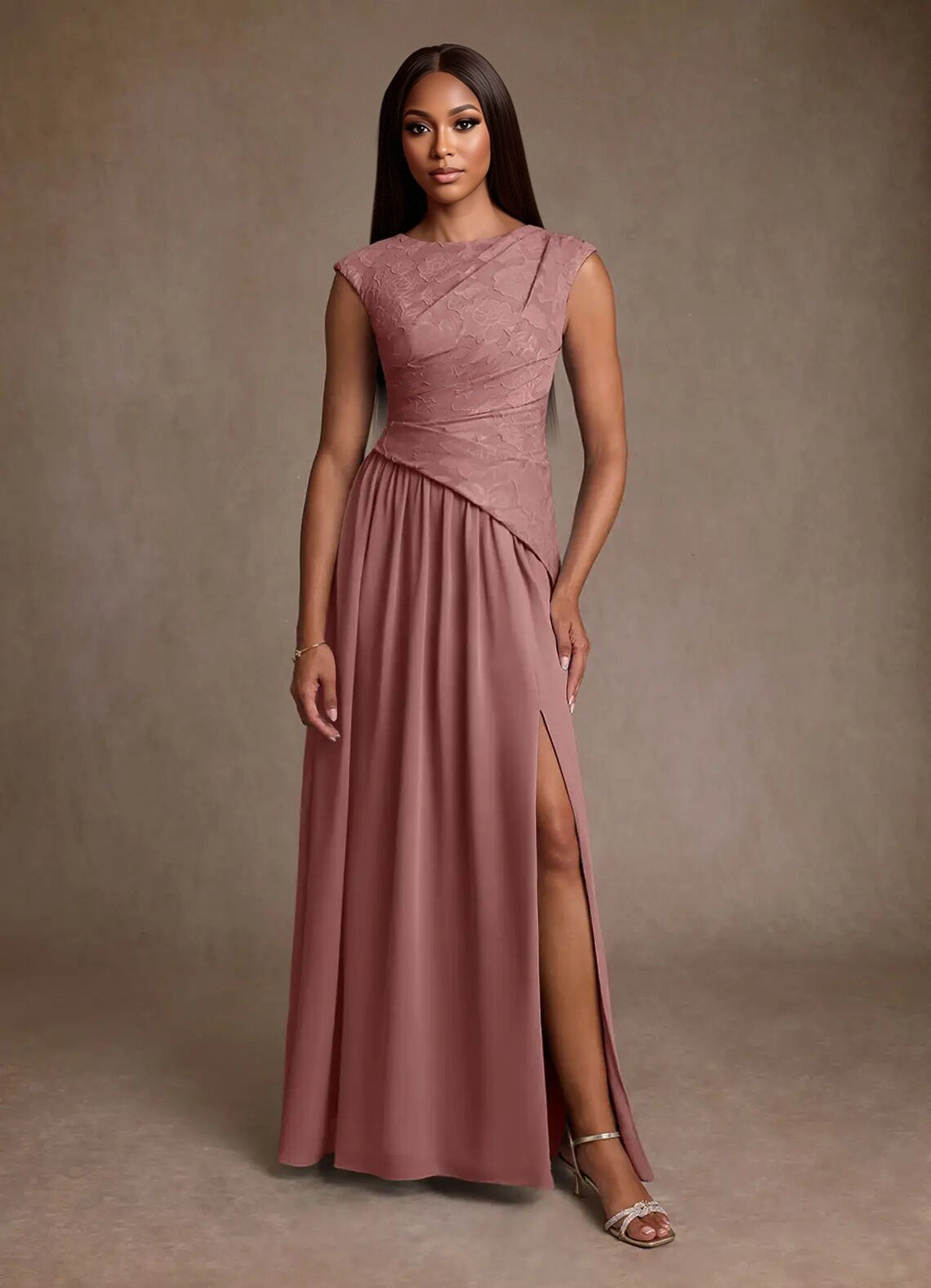Augday Kalleen A-Line Pleated Chiffon Dress