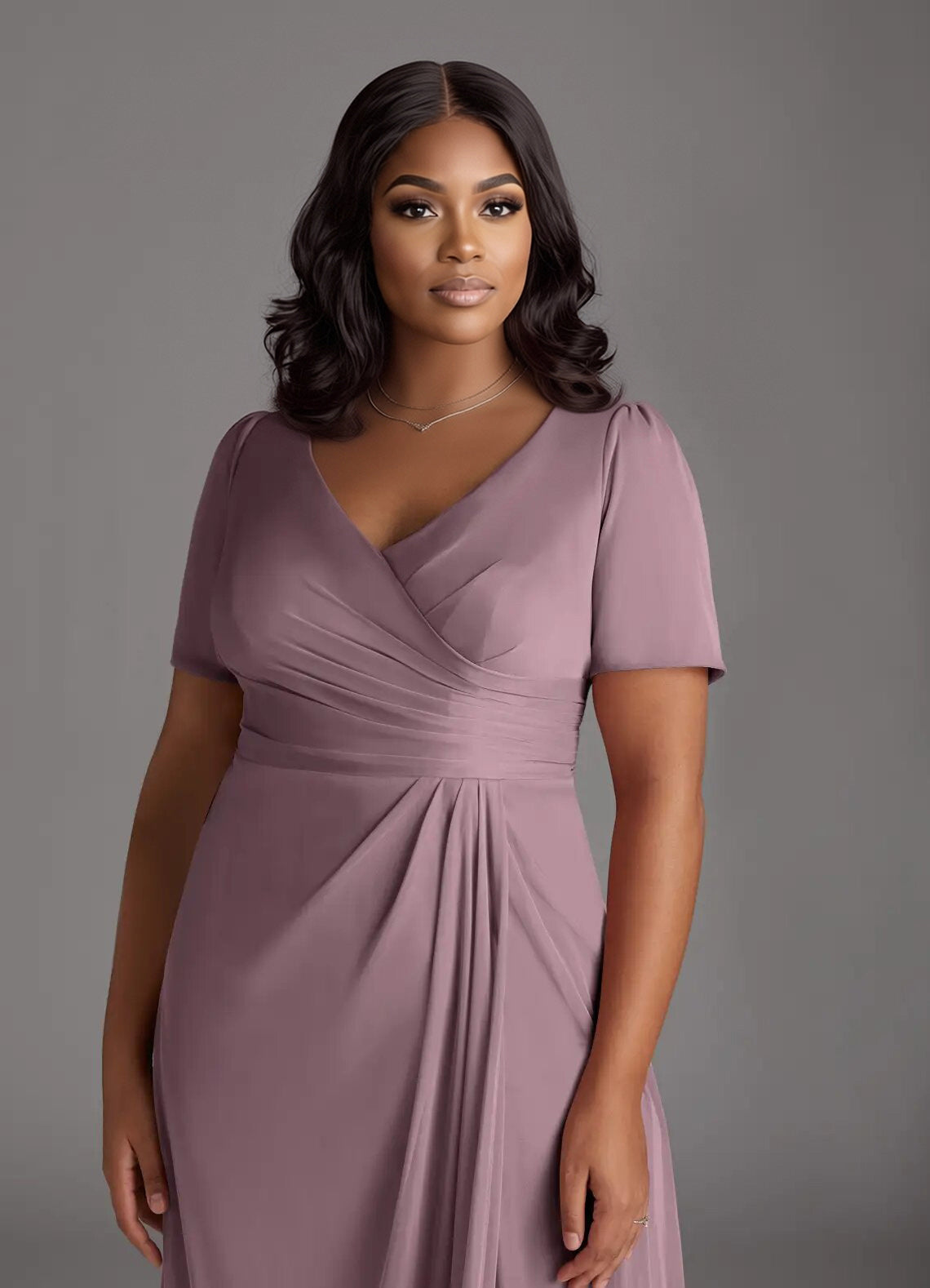 Augday Bessie A-Line Pleated Mesh Dress Plus Size