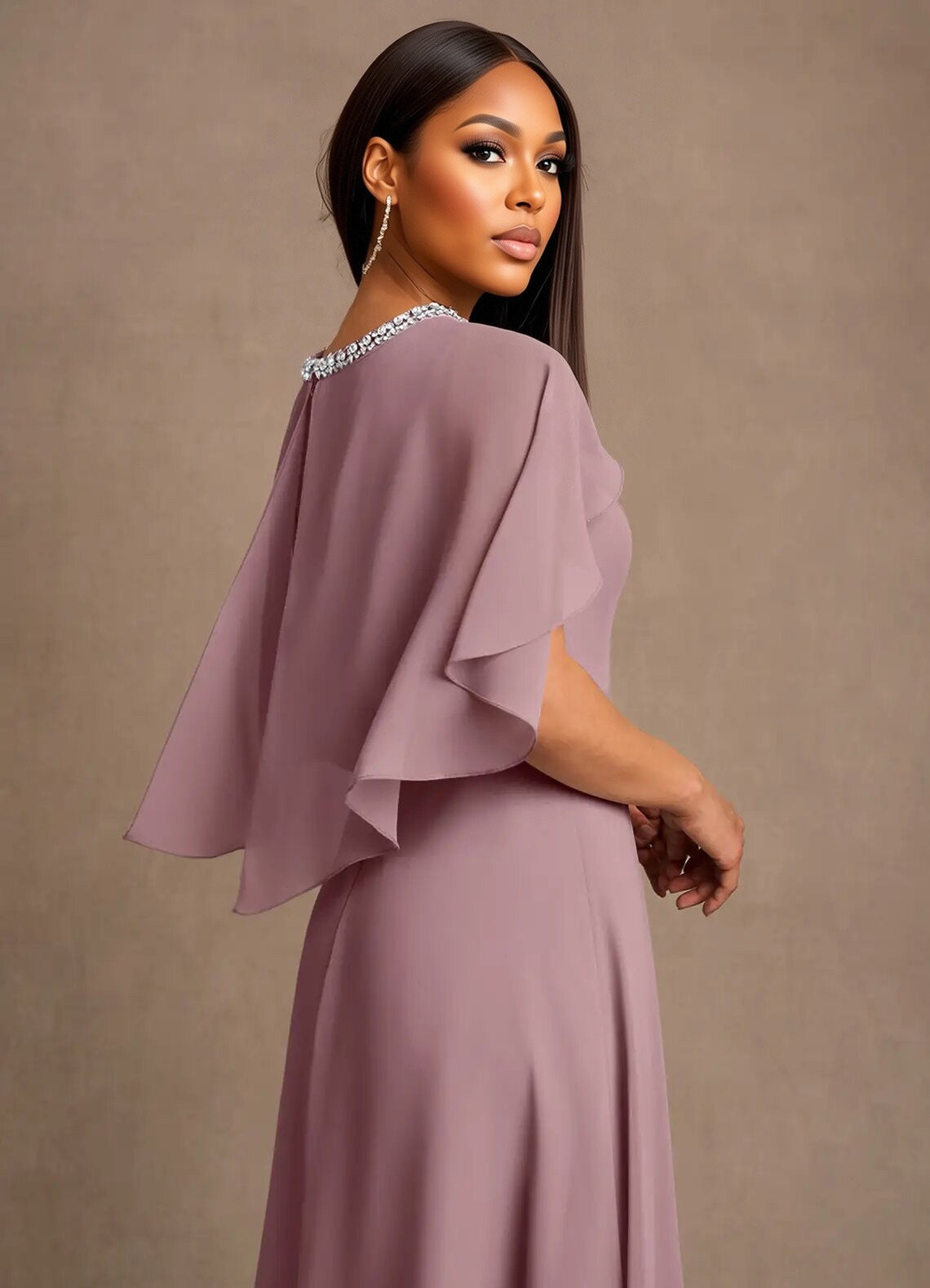 Augday Winnifred A-Line Beaded Chiffon Dress