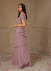 Augday OHara A-Line V-Neck Chiffon Dress