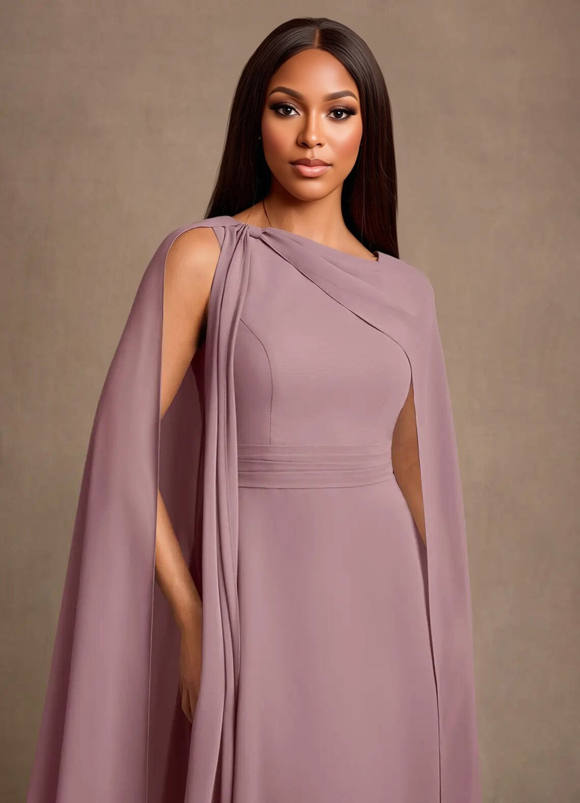 Augday Liddie A-Line Pleated Chiffon Dress