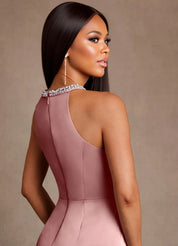 Augday Lawrence A-Line Pleated Stretch Satin Dress