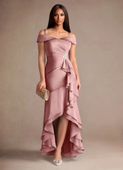 Augday Billings Mermaid Off the Shoulder Stretch Satin Dress