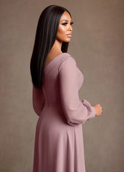 Augday Paterson A-Line Pleated Chiffon Dress
