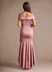 Augday Billings Mermaid Off the Shoulder Stretch Satin Dress