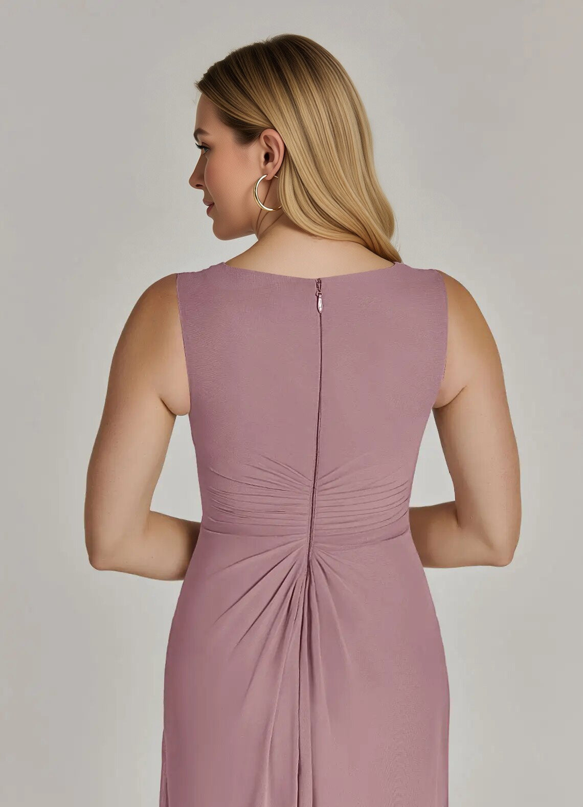 Augday Manuella A-Line V-Neck Pleated Chiffon Dress