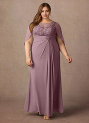 Augday Hera Mother of the Bride Dresses A-Line Lace Capelet Chiffon Dress Plus Size