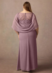 Augday Hera Mother of the Bride Dresses A-Line Lace Capelet Chiffon Dress Plus Size