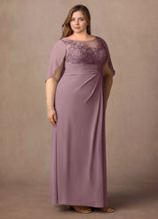 Augday Hera Mother of the Bride Dresses A-Line Lace Capelet Chiffon Dress Plus Size
