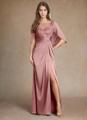 Augday Hera Mother of the Bride Dresses A-Line Lace Stretch Satin Dress