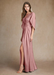 Augday Hera Mother of the Bride Dresses A-Line Lace Stretch Satin Dress