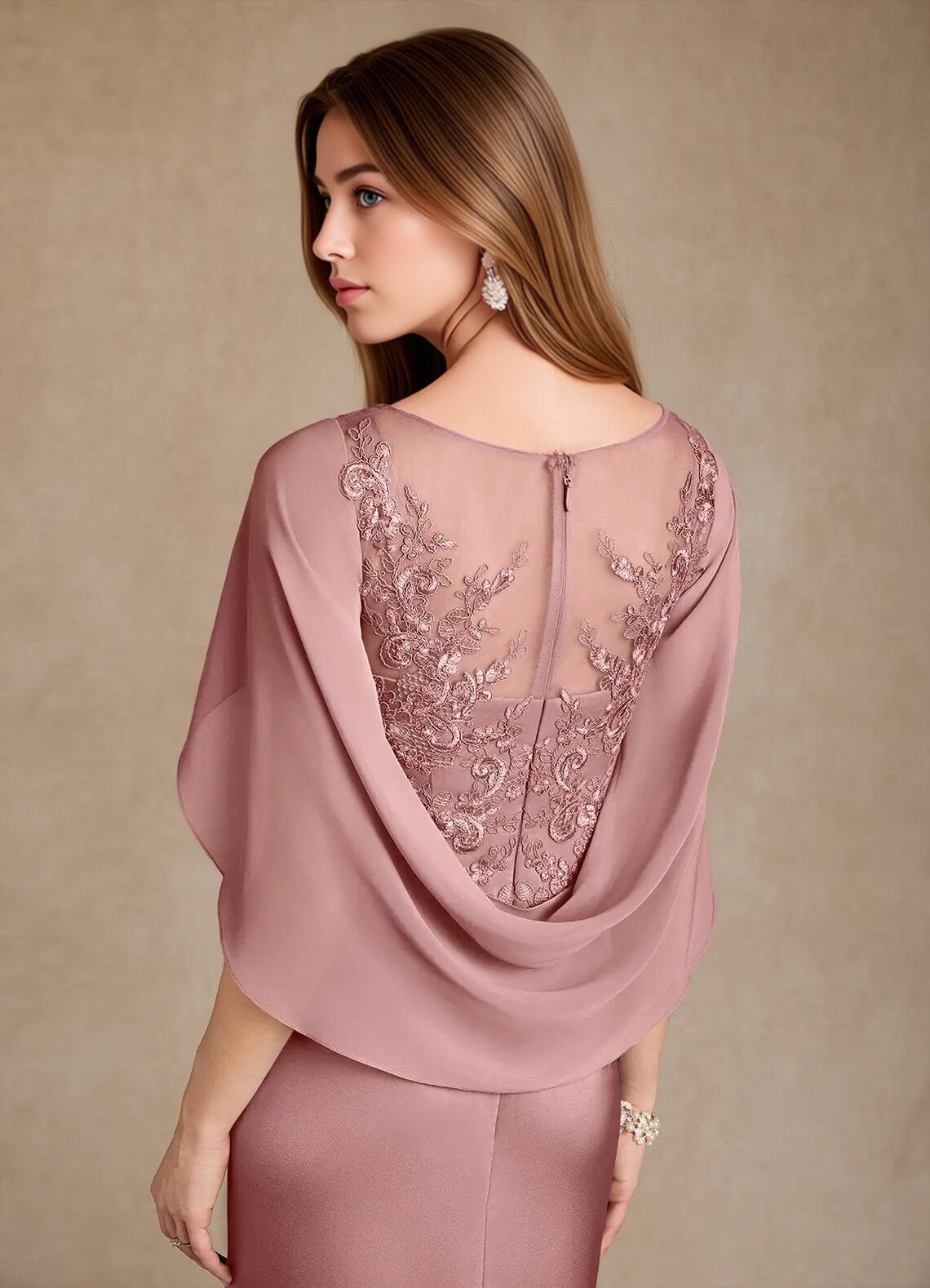 Augday Hera Mother of the Bride Dresses A-Line Lace Stretch Satin Dress