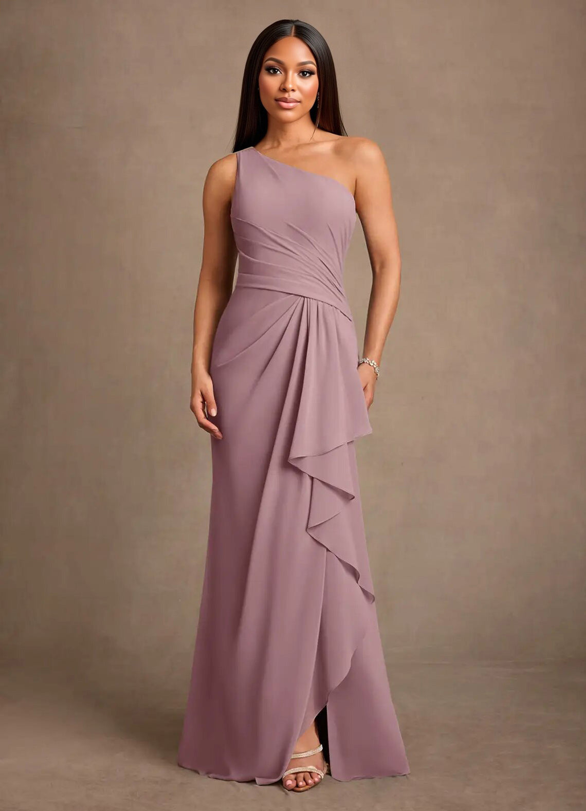 Augday Floy Sheath One Shoulder Chiffon Dress