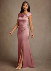Augday Irvine A-Line Pleated Stretch Satin Dress