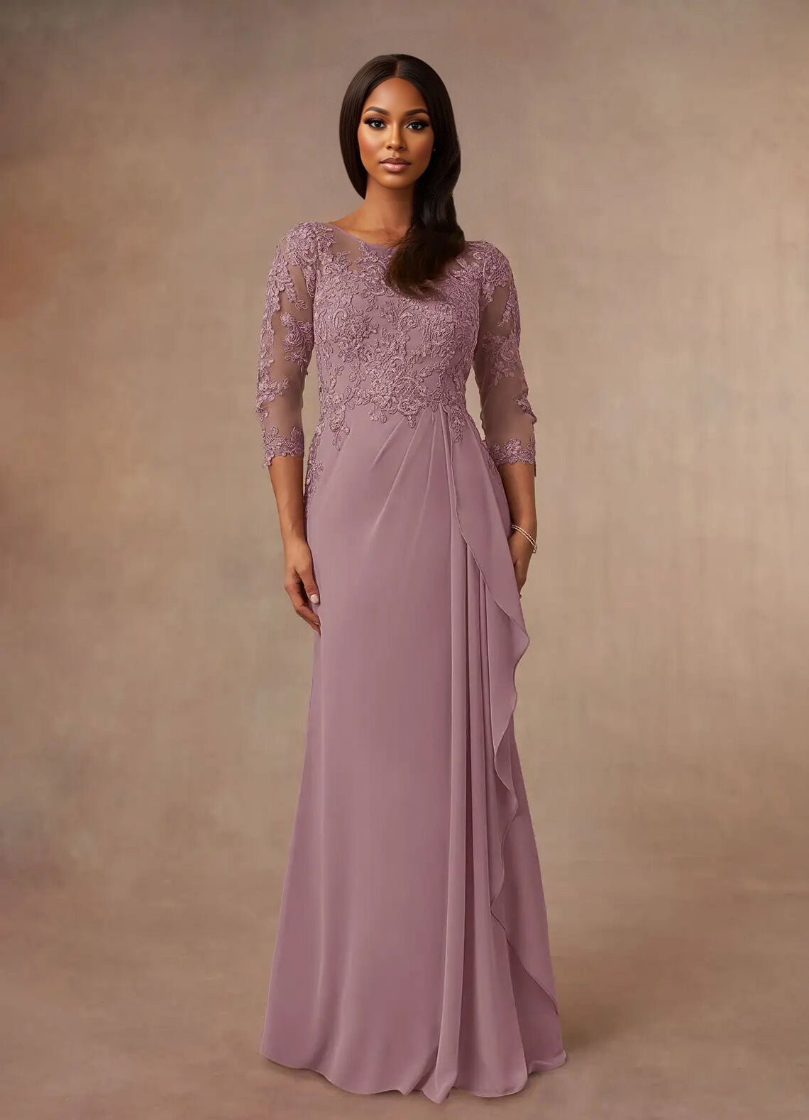 Augday Calanthe A-Line Scoop Chiffon Dress