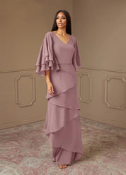 Augday OHara A-Line V-Neck Chiffon Dress