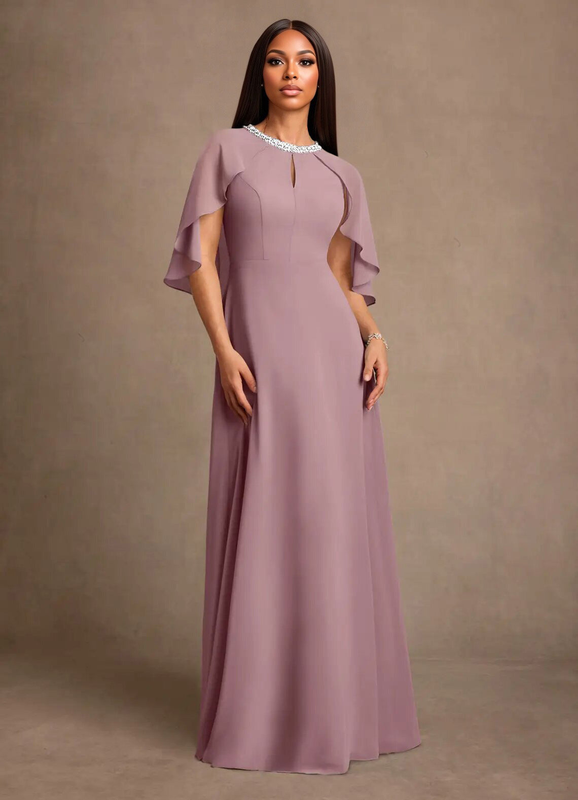 Augday Winnifred A-Line Beaded Chiffon Dress