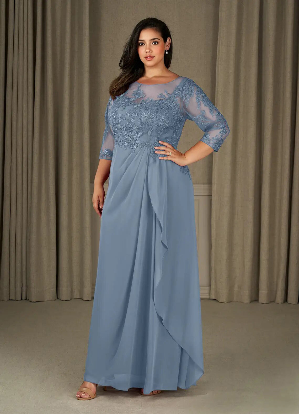 Augday Calanthe A-Line Scoop Chiffon Dress Plus Size