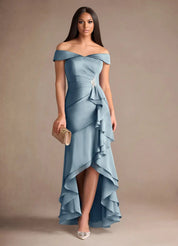 Augday Billings Mermaid Off the Shoulder Stretch Satin Dress