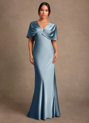 Augday Dosia Sheath Pleated Stretch Satin Dress