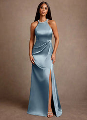 Augday Lawrence A-Line Pleated Stretch Satin Dress