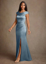 Augday Irvine A-Line Pleated Stretch Satin Dress