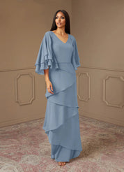 Augday OHara A-Line V-Neck Chiffon Dress