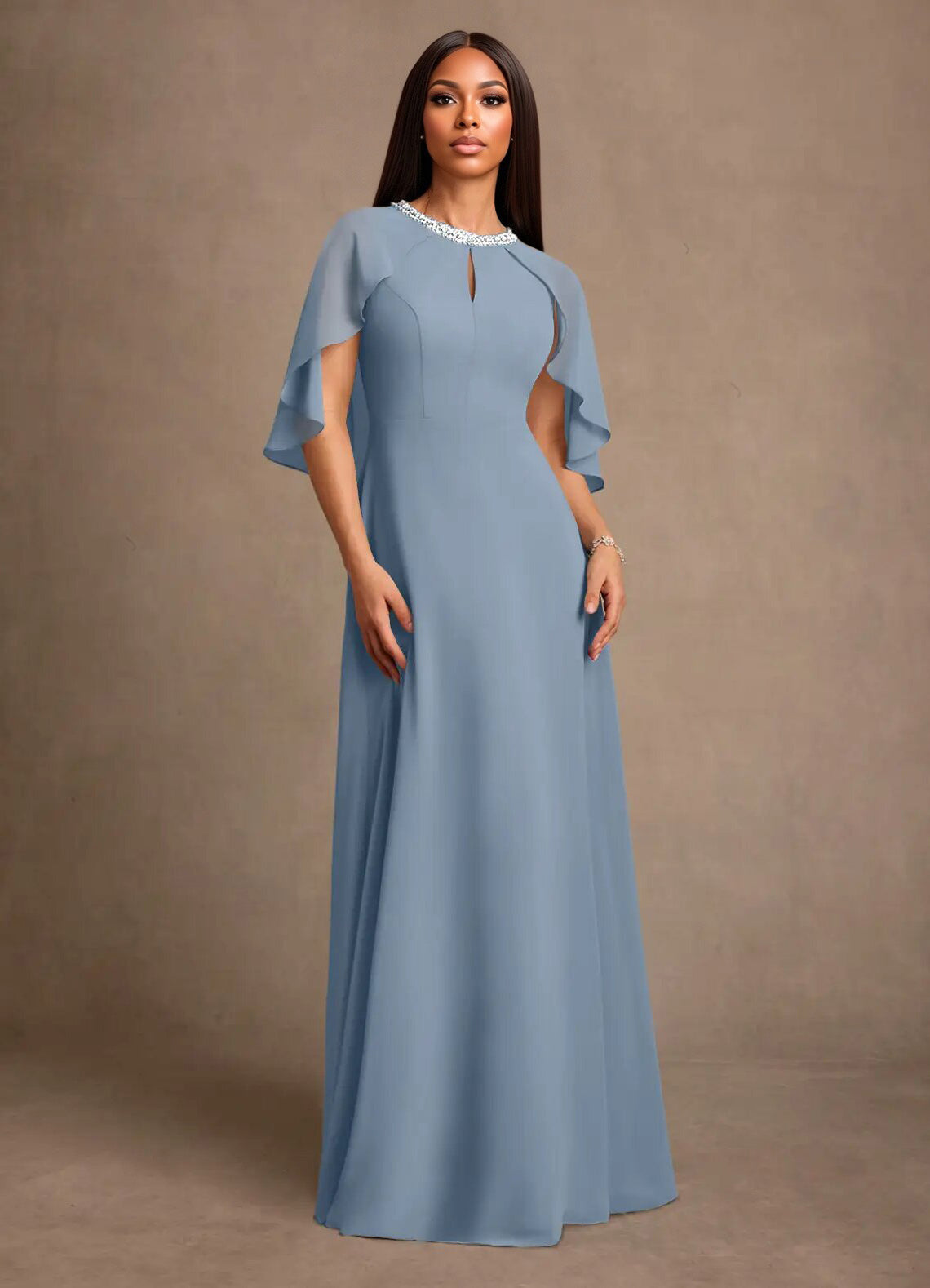 Augday Winnifred A-Line Beaded Chiffon Dress