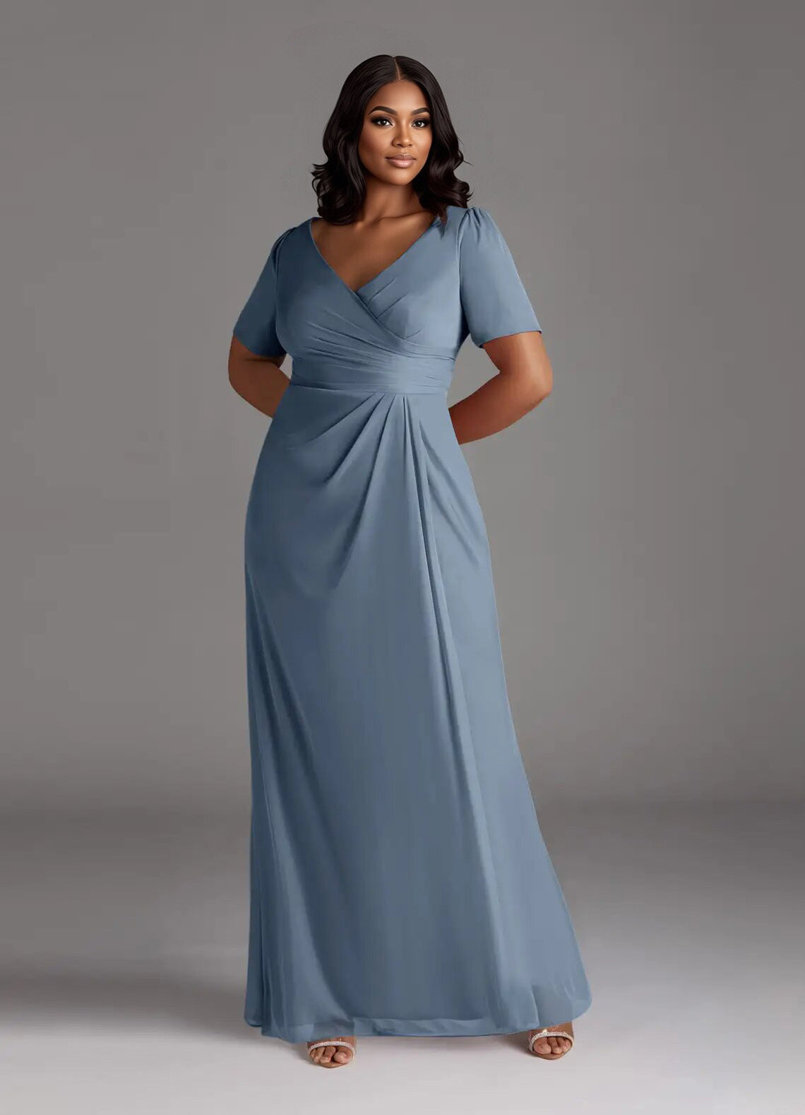 Augday Bessie A-Line Pleated Mesh Dress Plus Size