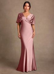 Augday Dosia Sheath Pleated Stretch Satin Dress