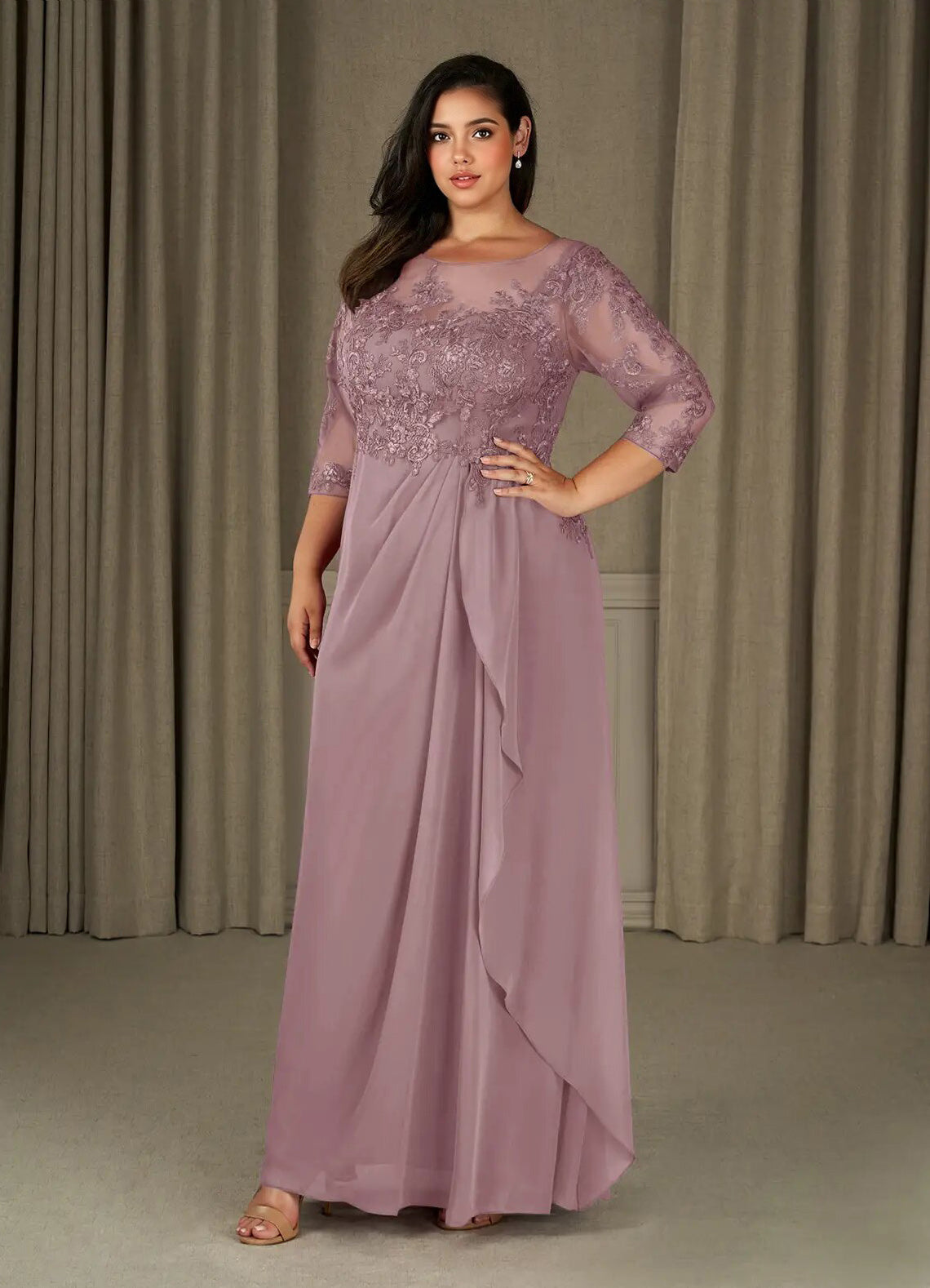 Augday Calanthe A-Line Scoop Chiffon Dress Plus Size