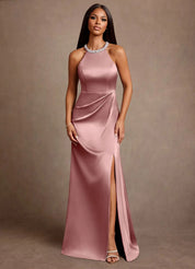 Augday Lawrence A-Line Pleated Stretch Satin Dress